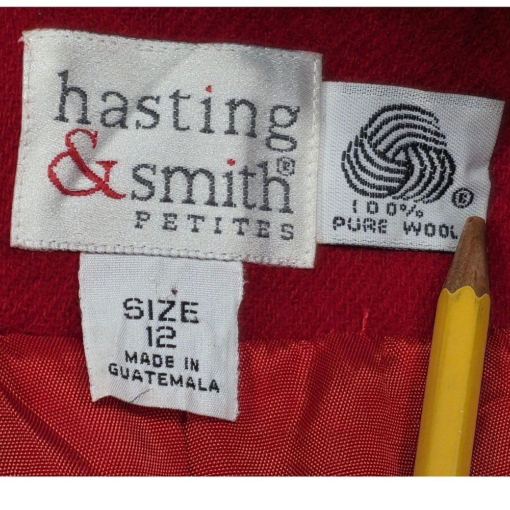Hastings & Smith Red 100% Wool Blazer Black Velvet Collar Gold Button Petite 12 - Picture 3 of 10